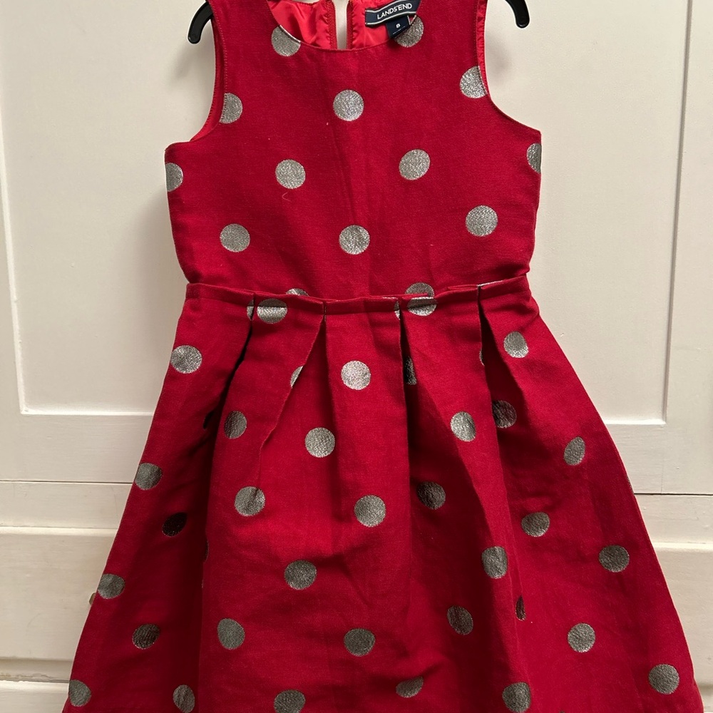 Lands' End Scarlet Dress with Metallic Dots
